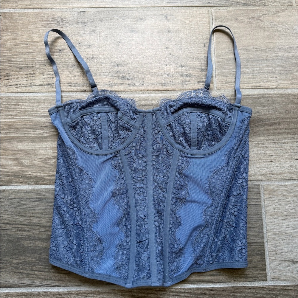 Lace Bustier Corset Top in Dusty Blue Out From Under
